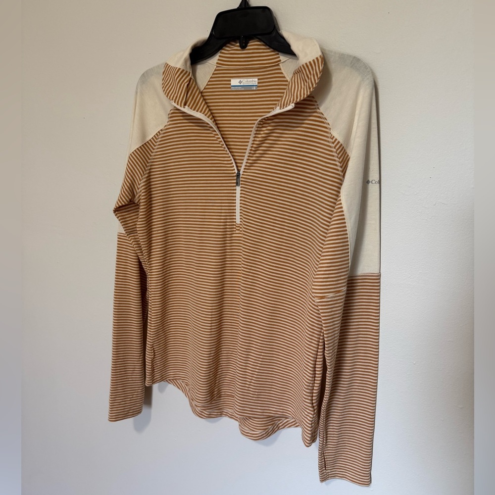 Columbia Brown and Cream Striped Pullover